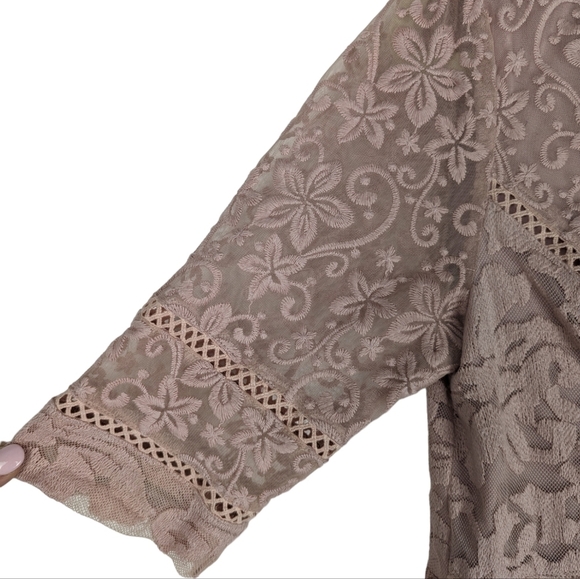 Brass & Roe Blush Pink Lace Midi Dress M Romantic Cottagecore Spring Wedding - Picture 13 of 13